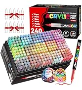 TECADA 240 Colors Acrylic Paint Markers, Soft Brush Tip Acrylic Markers Set, Paint Pens for Wood,...