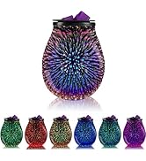 Leyoue 3D Glass Fireworks Electric Wax Melt Warmer with PTC Heating Plate 7 Colors LED Changing L...