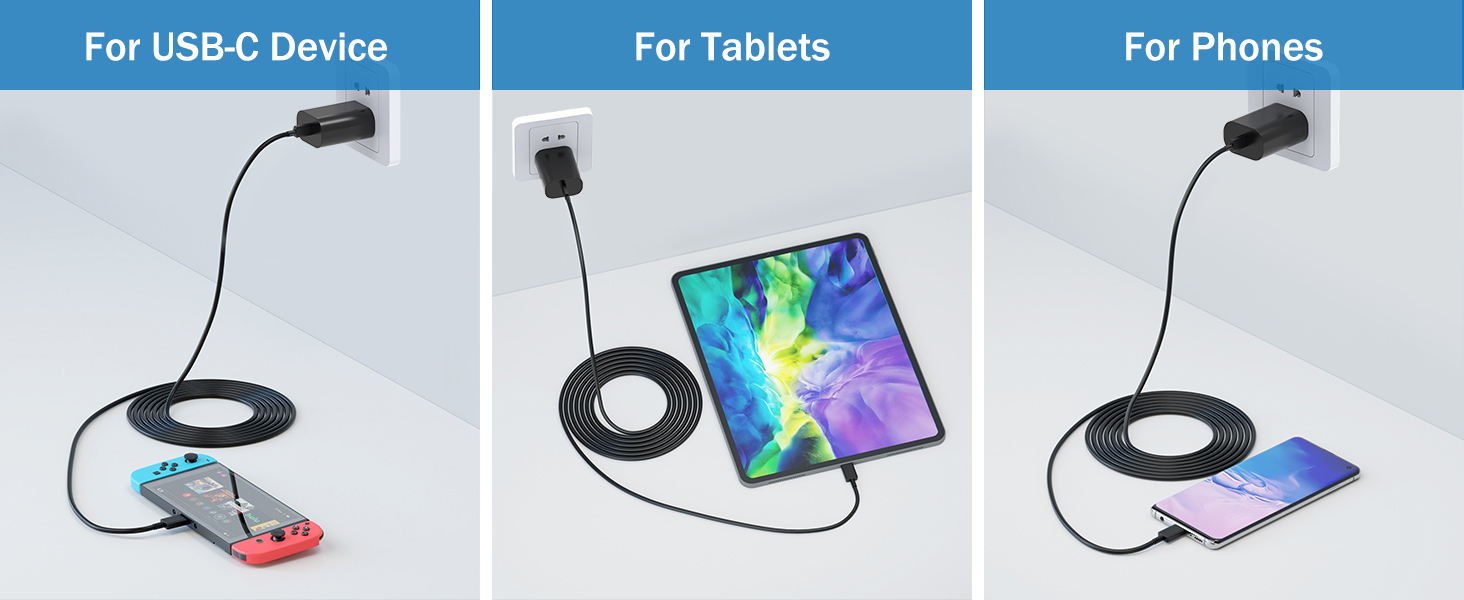 usb c charger block fast charging cable