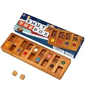 BSIRI Shut The Box Board Games with Math Lover Player Wooden Box of Brain Teaser Puzzles to Get F...