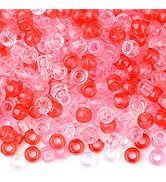 NUKAYAI 1000Pcs Valentine Pony Beads Bracelets Crafts 6x9mm Bulk Plastic for Necklace, Hair Braid...