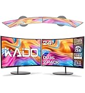 Kado Dual Monitor Setup - 2-Pack 24" Curved 1920x1080 Computer Monitor 1500R 75Hz VESA Mount HDMI...