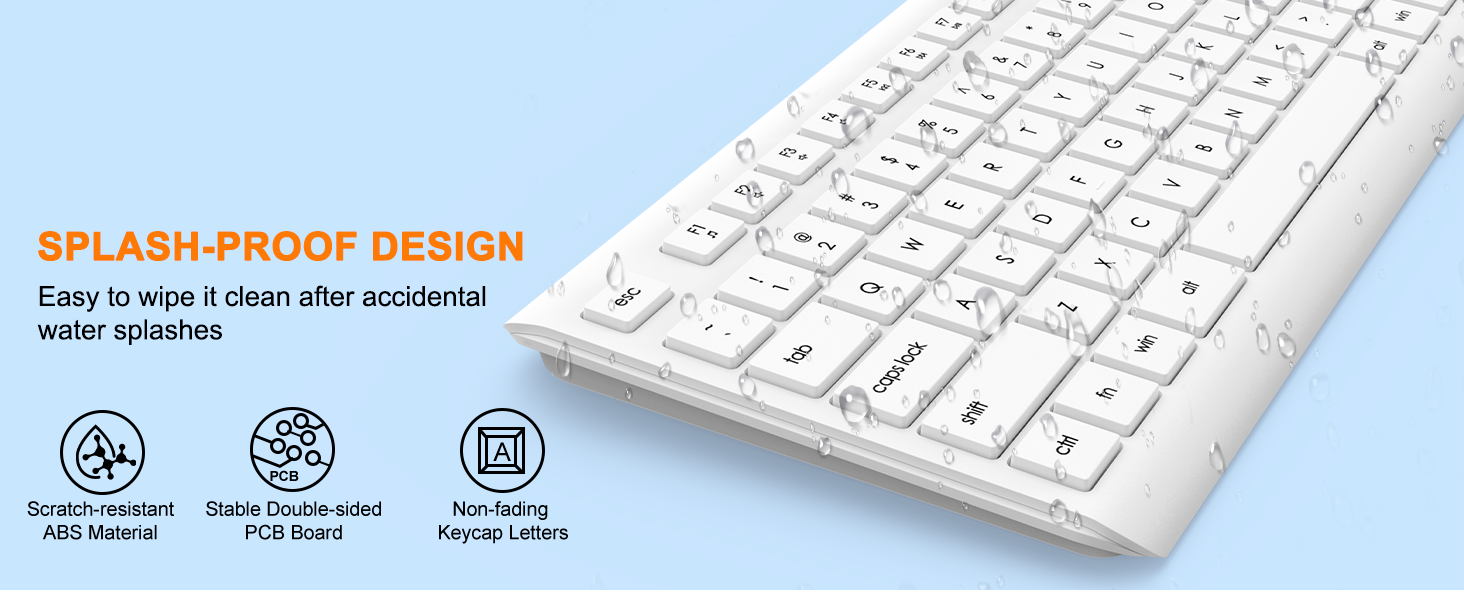 Wireless Keyboard and Mouse Combo, Full Size Silent Ergonomic Keyboard Mouse