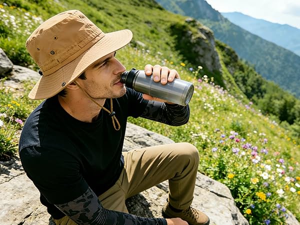 khaki wide brim bonnie hat