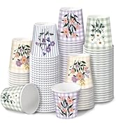 RUSPEPA 2 oz Bathroom Cups, Disposable Paper Cups - 100 Pack Set Flower and Plaid Design Printed ...