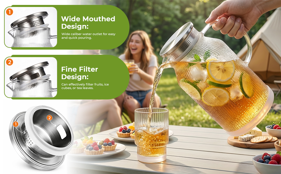 The food-grade 304 stainless steel lid is equipped with a dual pouring option
