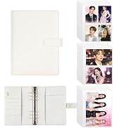 A5 Kpop Photocard Binder with 30 Pack Card Sleeves, A5 6 Ring Binder PU Leather Photocard Album w...