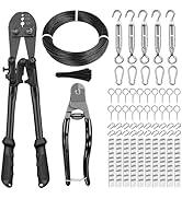 TooTaci 1/16" Wire Rope Kit, 200FT 1/16 Black Vinyl Coated Stainless Steel Cable with Wire Rope C...
