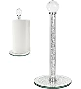 Paper Towel Holder Stand, Silver Countertop Paper Towel Roll Dispenser Holders with Round Base,Ti...