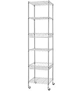 Finnhomy Heavy Duty 6 Tier Wire Shelving Unit with Wheels 18x18x72-inches 6 Shelves Storage Rack ...