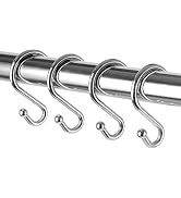 Metal Shower Curtain Hooks,Set of 12 Rings,Rust Resistant S Shaped Hooks Hangers for Shower Curta...