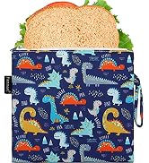 Reusable Sandwich Bag/Snack Bag for Kids & Adults, Dual Layer Lunch Bag with Handle, Washable, Fo...