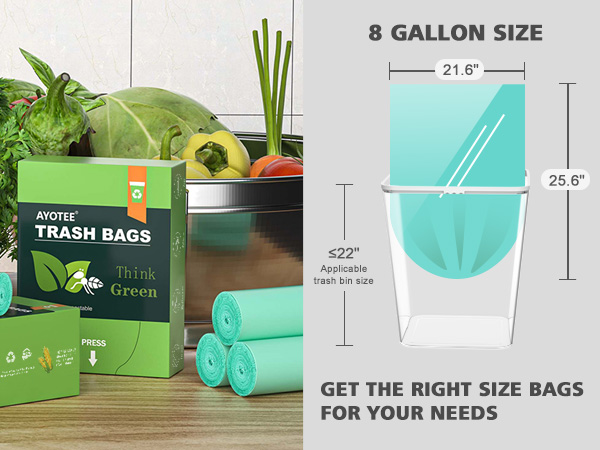 the size of 8 gallon trash bags