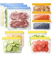 EEKEDO 10 Pack Leakproof Reusable Freezer Bags, BPA Free Reusable Food Storage Bags, Silicone Bag...