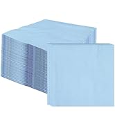 100 pcs 2-Ply Light Blue Napkins Folded 5 x 5 inch Disposable Cocktail Napkins Paper Napkins for ...
