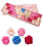 JIALEEY 33 PCS Floral Scented Bath Soap Rose Flower Petals, Plant Essential Oil Rose Soap Set Gif...