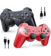OKHAHA Controller 2 Pack for PS3 Wireless Controller for Sony Playstation 3, Double Shock 3, Blue...
