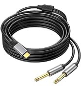 Ubramac 6.6 Feet USB C to Dual 6.35mm 1/4 inch Stereo Splitter Y Cable, USB Type C to Dual 6.35mm...