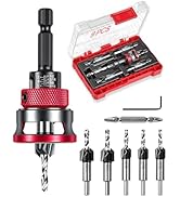 9 PCS Countersink Drill Bits Set, 5PCS Two-Flute TCT Alloy Tapered Drill Bits and Adjustable Dept...