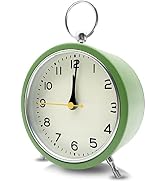 Analog Alarm Clock with Night Light for Kids, 4" Vintage Silent Non-Ticking Tabletop Clock for Sh...