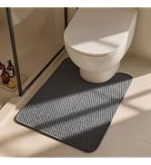 Triohero Toilet Rug, Thin Toilet Rugs U Shaped Washable Non Slip Absorbent Quick Dry Low Pile Toi...
