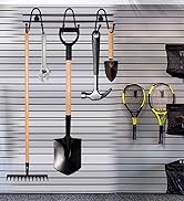 ARSUK 2 Pack Garage Hooks Garden Tools Organizer Hangers Rack, Heavy Duty Black Coated Metal 17" ...