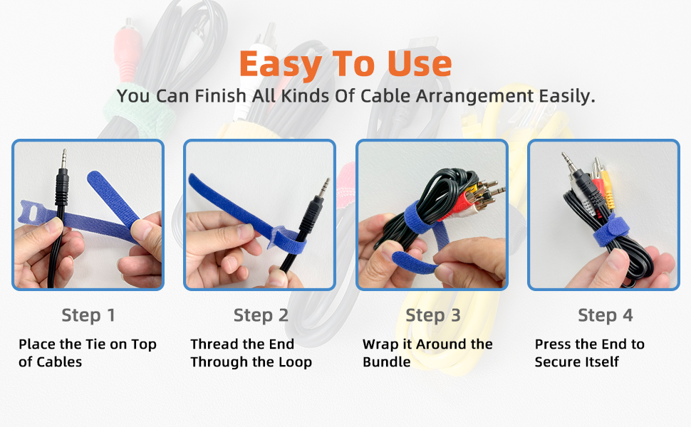 easy to use, you can finish all kinds of cable arrangement easily.place the tie on top of cables.