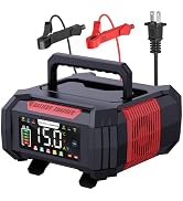 Car Battery Charger 15-Amp 12V/24V Smart Trickle Charger Fully Automatic | Battery Maintainer 9-S...