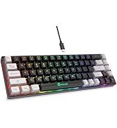 GEODMAER 65% Gaming Keyboard, LED Backlit Mini Wired Gaming Keyboard, Ultra-Compact Anti-Ghosting...