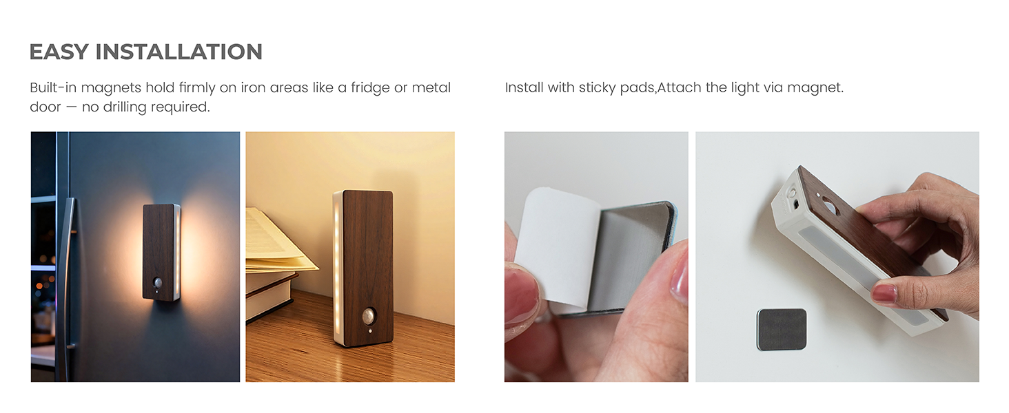 Easy Installation, Mini Stick-on Anywhere Night Light, Magnetic Mount
