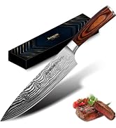 Astercook Chef Knife, 8 Inch Professional Kitchen Chef Knife, German High Carbon Stainless Steel ...