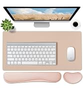 Bloss Leather Desk Pad and Keyboard Wrist Rest, Large Mouse Pad + Keyboard Pad+Mouse Wrist Suppor...