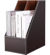 KINGFOM Wooden Leatherette Desktop File Folder Organizer and Document File Stand Journals Magazin...