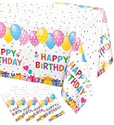 WNINK 4 Pack Happy Birthday Plastic Tablecloths, 54×108 Inch Disposable Waterproof Birthday Party...