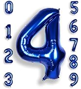 SULALABOO 40Inch Navy Blue 4 Balloon Number Large Helium Royal Blue Number Balloons 0-9 Giant Dig...