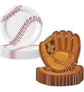 Mainivo 60Pcs Baseball Party Plates,Baseball Party Supplies,7 Inch Round Baseball Themed Dinner D...