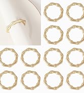 Gold Napkin Rings Set of 12, ATREFUU Bamboo Style Metal Napkin Ring for Dining, Anniversary, Birt...