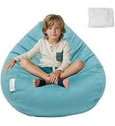 Tusrai Bean Bag Cover with Liner Only Washable Ultra Soft Stretch Faux Suede Velvety Bean Bag Cha...