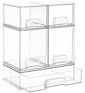 Vtopmart Stackable Storage Drawers Set of 5, Clear Plastic Organizer Bins for Baby Bottle, Beauty...