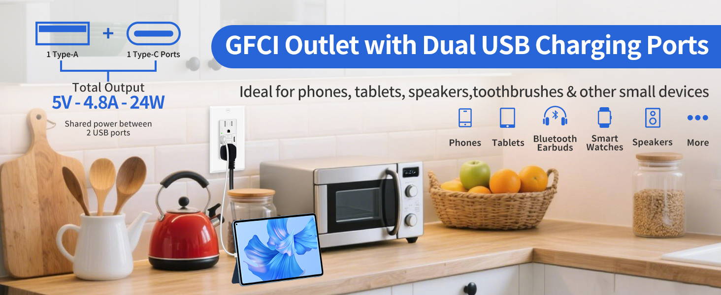 Built-in 2 USB ports for convenient charging