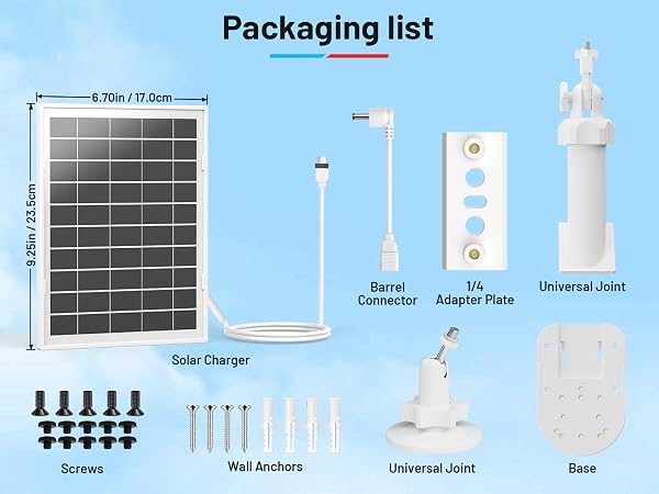 Solar Panel and 2-In-1 Wall Mount for Ring Cam