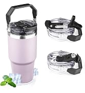 20oz Tumbler with Handle and Flip Straw Lid Double Wall Insulated Travel Coffee Mug Stainless Ste...