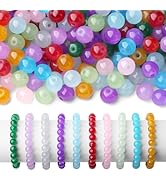 NUKAYAI 500Pcs Glass Beads for Bracelets,10 Colors 8mm Round Glass Crystal Beads for Jewelry Maki...