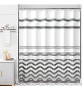 AmazerBath Shower Curtain, Washable Cloth Black Shower Curtain Sets with 12 Shower Curtain Hooks,...