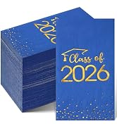 100pcs Class of 2026 Graduation Napkins, Disposable Congrats Grad Cocktail Napkins Foil Dot Paper...