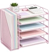 OPNICE Desk Organizer, 5-Tier Paper Organizer Letter Tray, Pink | Desk Organizers and Accessories...