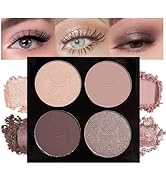 HHLTOH Quads Matte Eye Shadow Powder Makeup Palette - Nudes Brown & Champagne Pink Shimmer Eyesha...