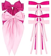 ANBALA Satin Ribbon Hair Accessories Set - 6 PCS Long Tailed Bowknot Hair Clips and Barrettes for...
