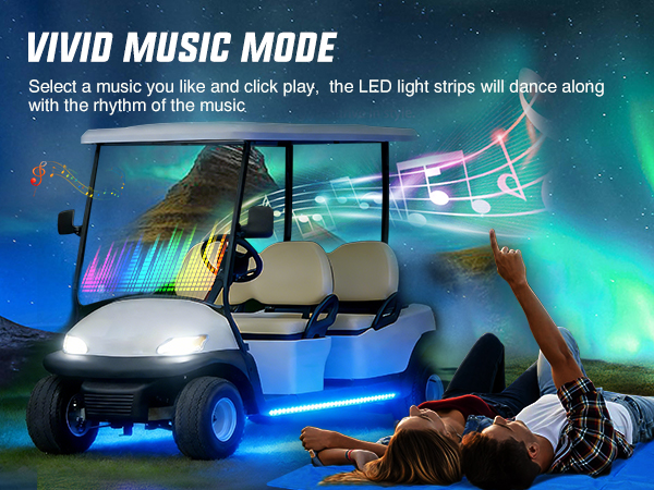 2PCS Golf Cart Underbody Lights Kit RGB Multi-Mode LED Neon Accent Lighting Lamp
