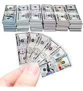 LUFEEMGA 600PCS 1:12 Dollhouse Miniature Dollar Bills Set, Old Tiny Mixed Denominations Money for...